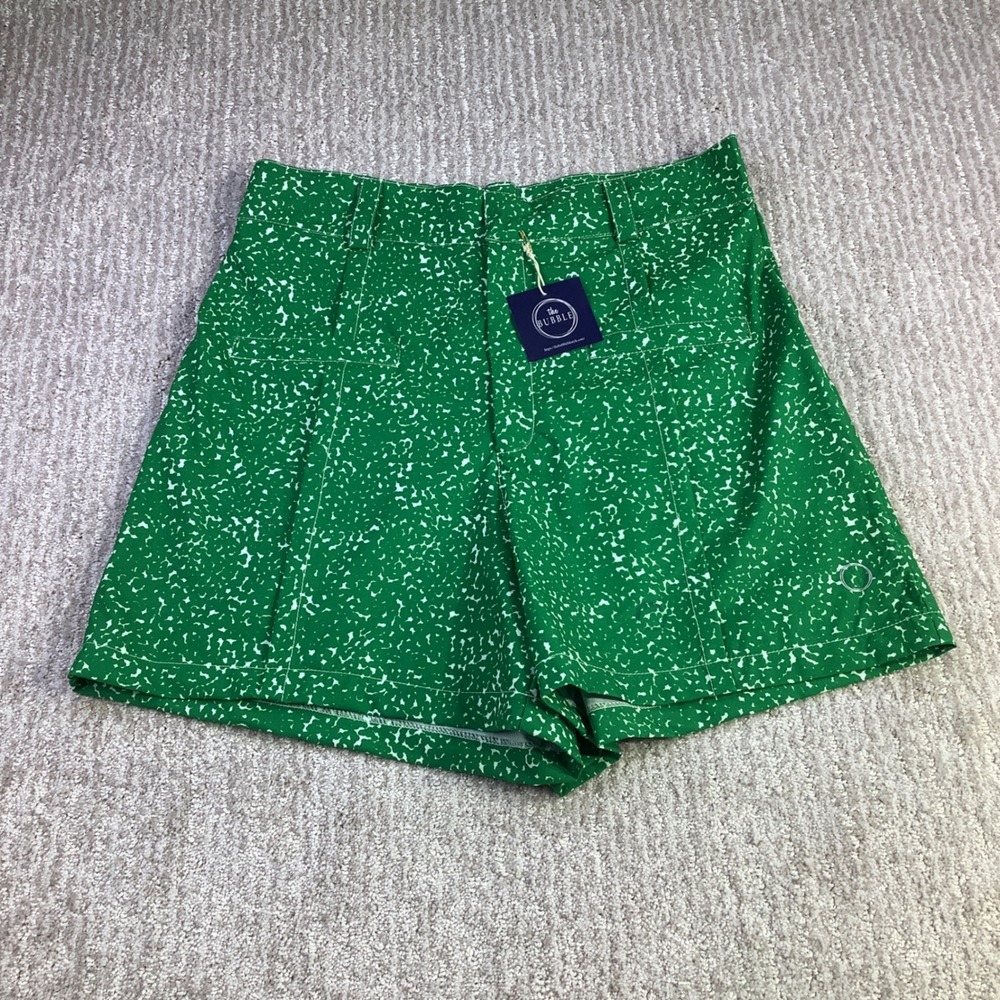 The Bubble Green & White Print Performance Shorts - Moisture‎ Wicking NWT